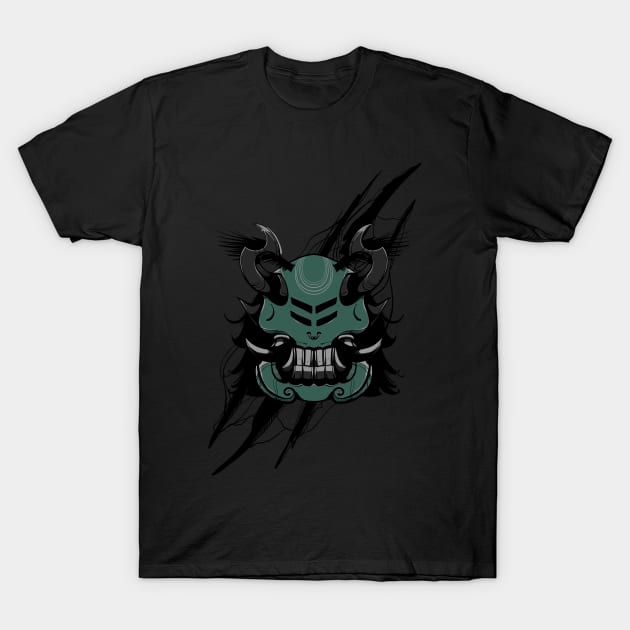 illustration of a horned oni with beast claws background T-Shirt by fandi.creations